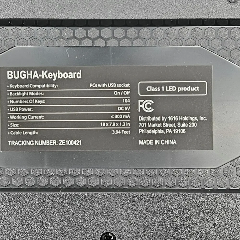 Bugha LED Gaming Keyboard Black NEW Open‎ BOX